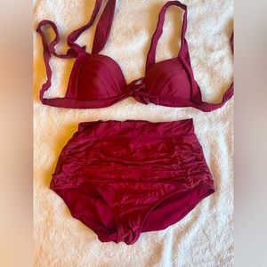 Red High-Waisted Retro Bikini